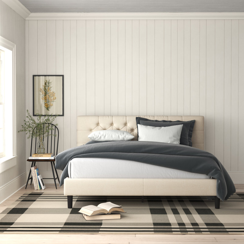 Zinus Tufted Upholstered Platform Bed, King