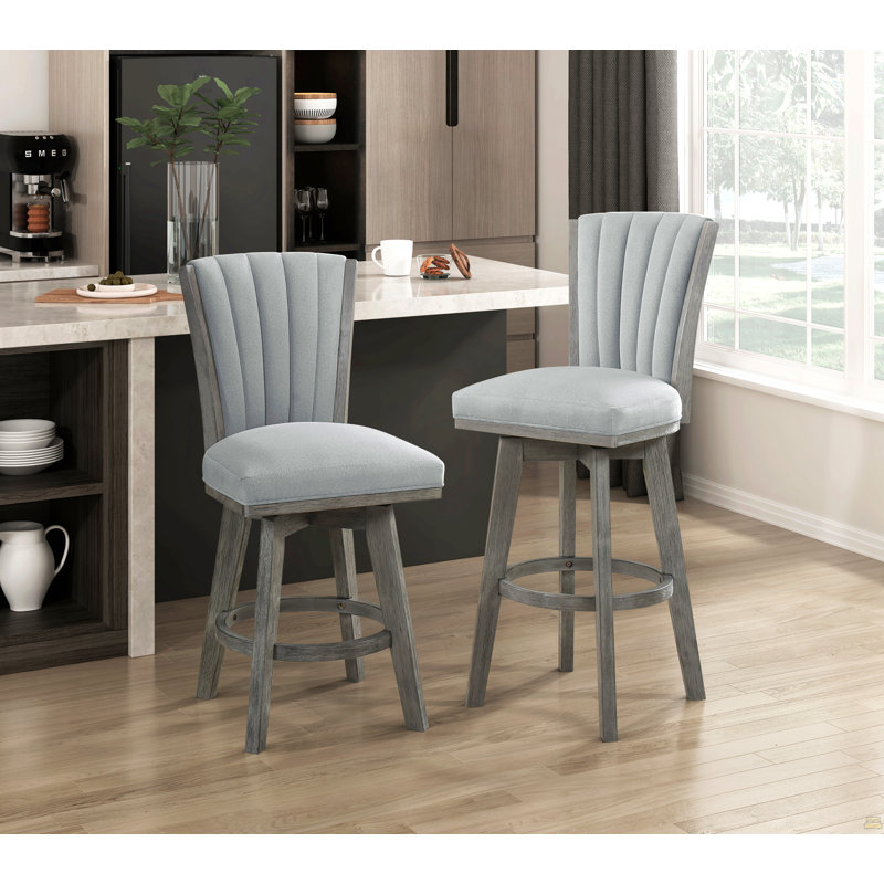 Ensemble de 2 chaises à hauteur de comptoir pivotantes en tissu capitonné