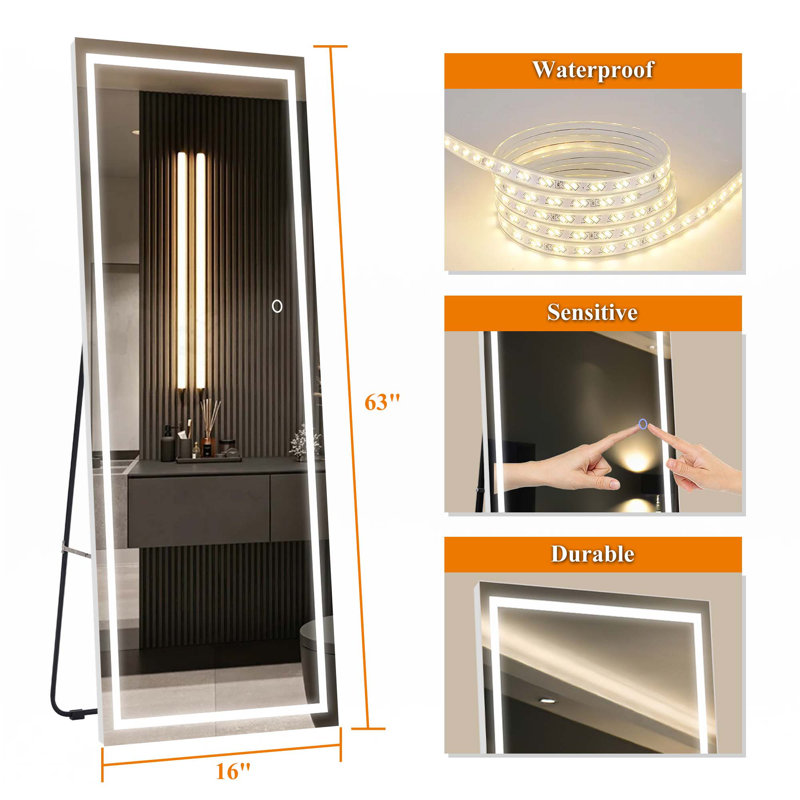 LED Rectangular Full-Length Mirror With Stand
