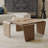  Modern Walnut Square Modular Curved Solid Wood Coffee Table,Side Table,Easy Assembly