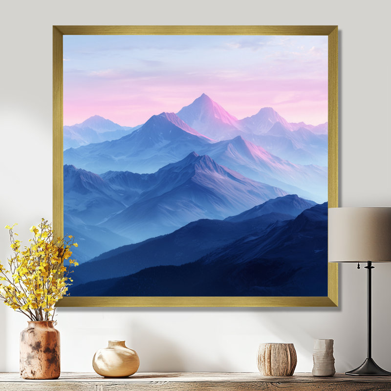 Gilan, montagnes mauves dans la lumière du matin I - montagnes, art mural, Reproduction encadrée d'une seule photo, Doré