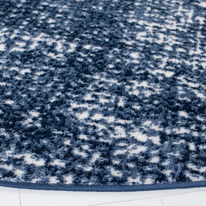 Tapis bleu marine / ivoire, Rond 6 pi 7 po