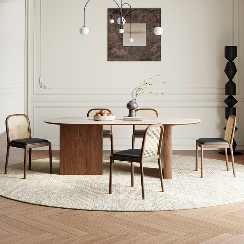 Table de salle à manger ovale de style français, H 29,53 po x L 70,87 po x l 31,5 po