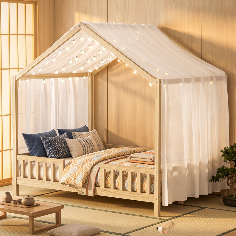 Lit simple pour enfant Montessori, Lit double, Naturel