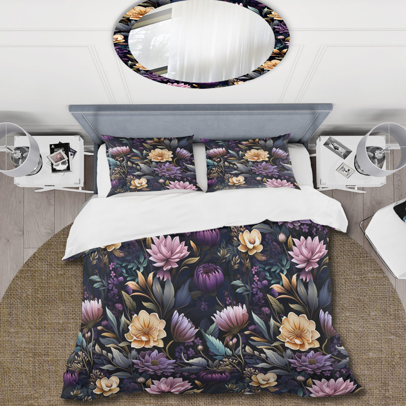 Ensemble de housse de couette floral en polyester microfibre Deep Emerald, Housse de couette pour très grand lit et 2 très
