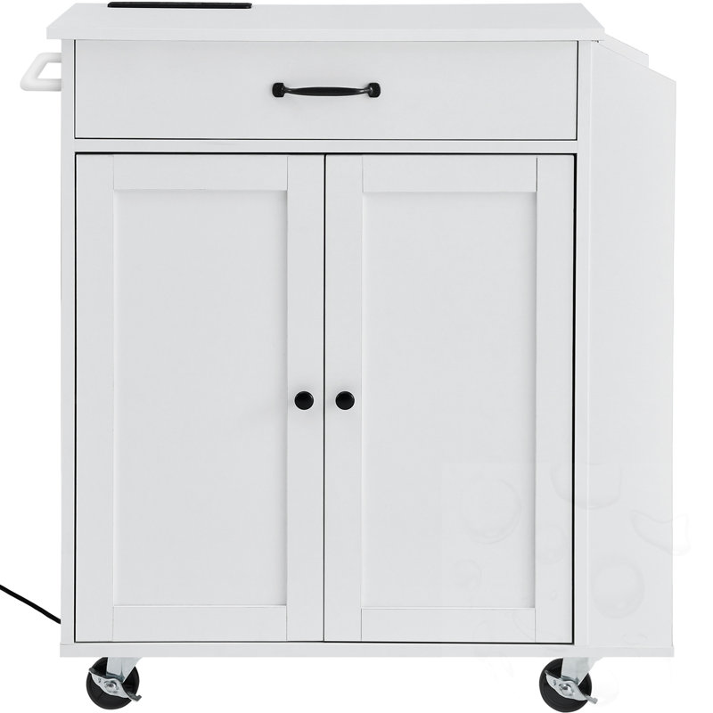 Rolling Kitchen Island With Drawer And Charging Station