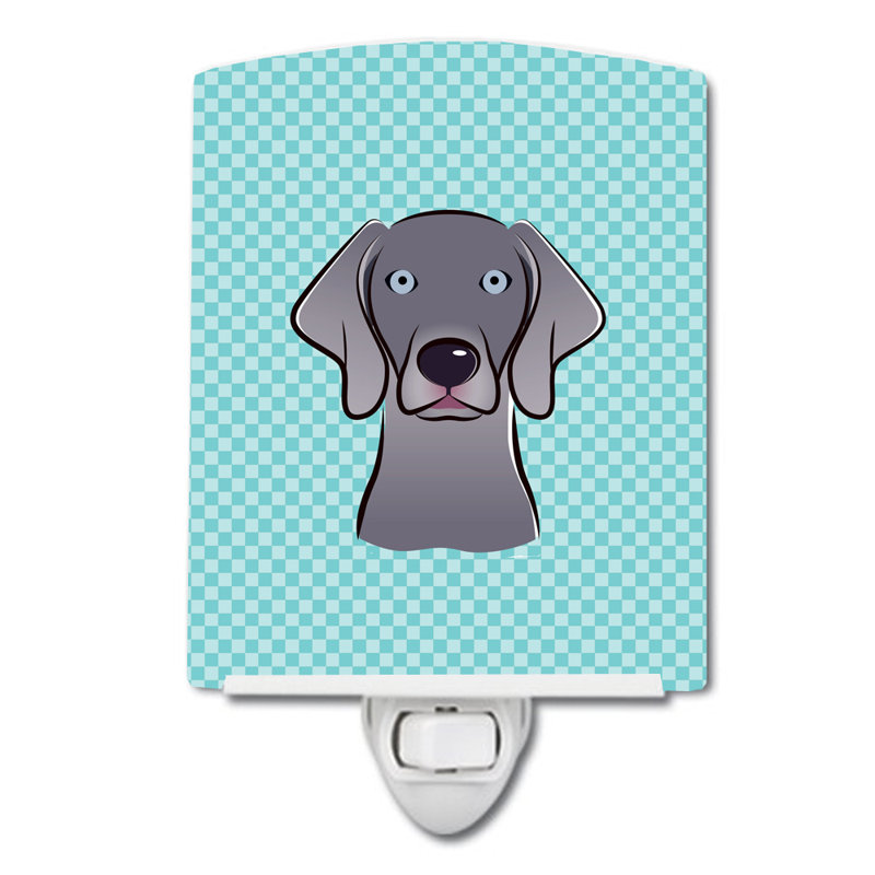 Éclairage de nuit en céramique damier de braque teckel, Bleu, Weimaraner