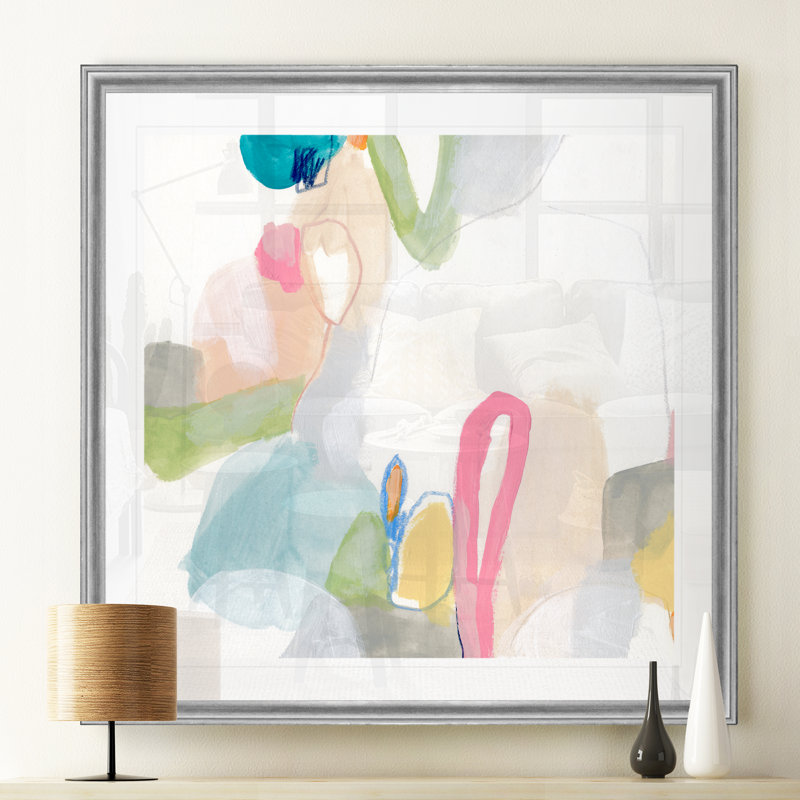 Peinture sur toile bonbon III, Cadre argenté, H 17,5 po x l 17,5 po x P 1,5 po