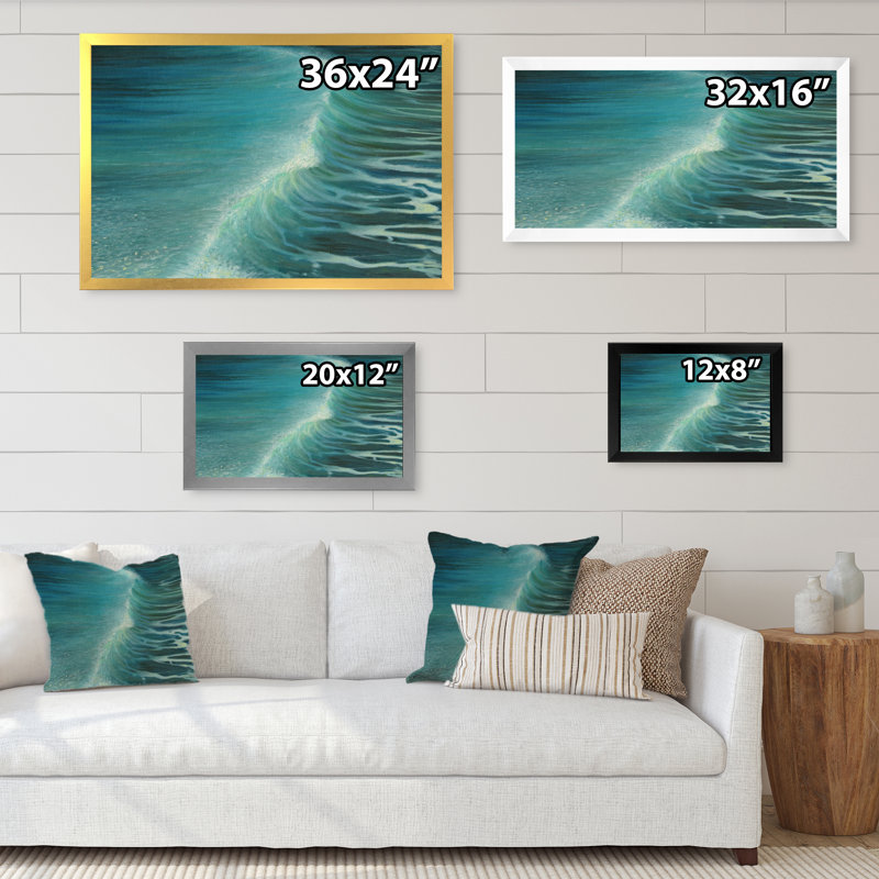 «Sumer Blue Sea Foam», reproduction sur toile, H 8 po x l 12 po x P 1 po, Cadre d'angle fermé noir