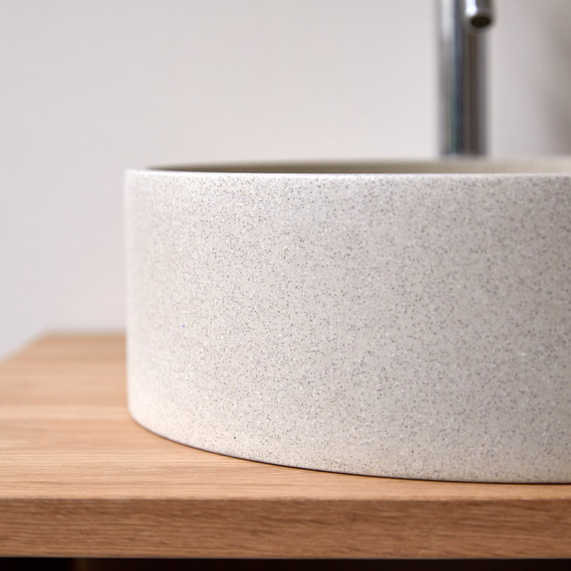 Gina Round Black Terrazzo Bathroom Sink, Cream