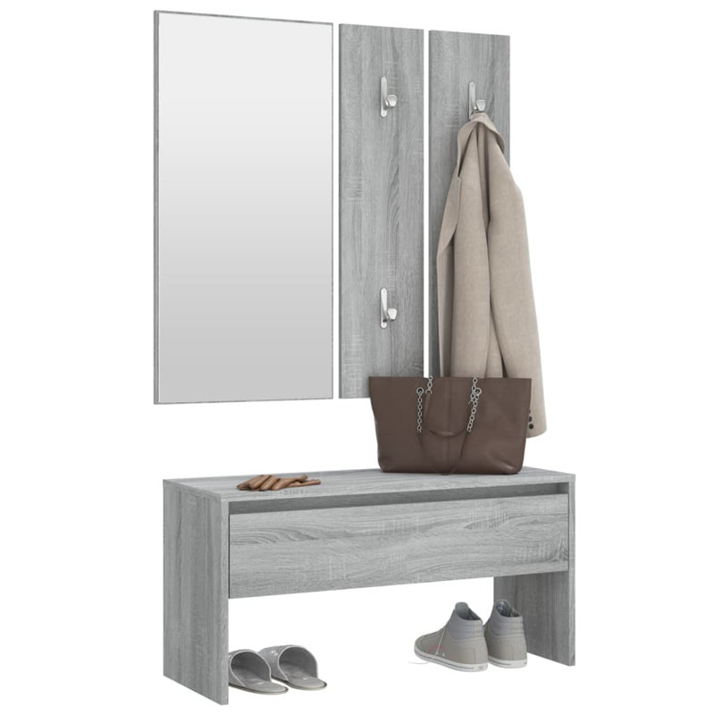 Ivens vidaXL Hallway Furniture Set Engineered Wood, Grey Sonoma