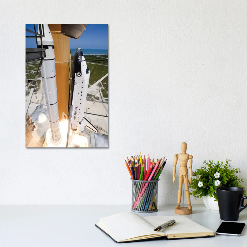 Space Shuttle Atlantis Lifts Off From Its Launch Pad At Kennedy Space Center, Florida VI by Stocktrek Images - Wrapped Canvas Gallery-Wrapped Canvas Giclée