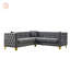 Luxueux canapé modulaire en L en velours avec 3 coussins, parfait pour le confort et le style de tout espace de vie-547410434