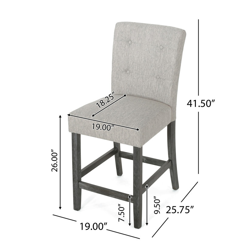 Cyle Modern Button Tufted Counter Stools Set of 2, Light Gray/Gray