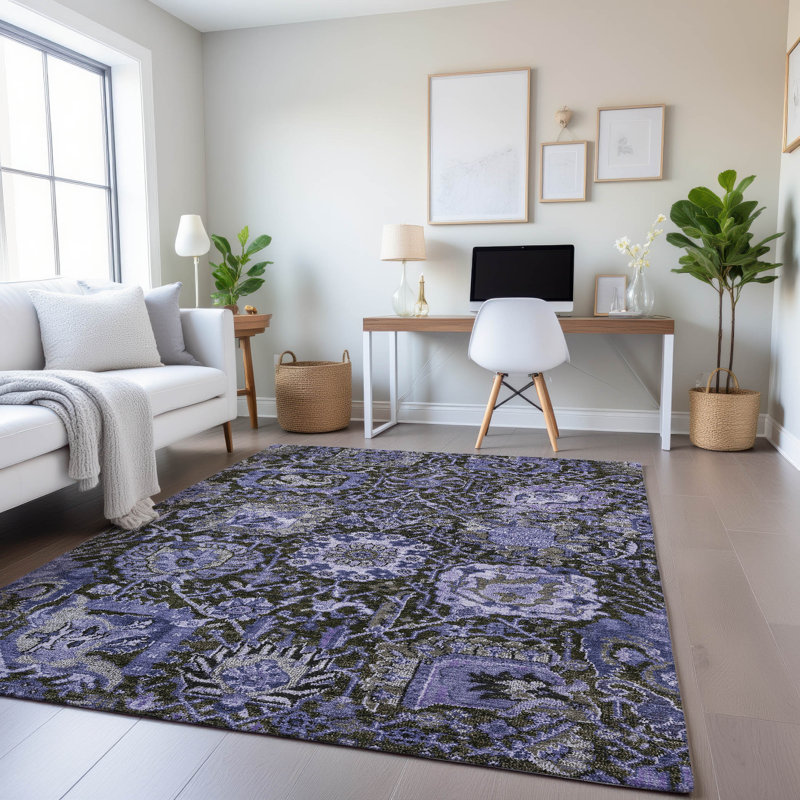 Premium Machine Washable Elize AMF1320 Damask Rug, Rectangle 3' x 5'