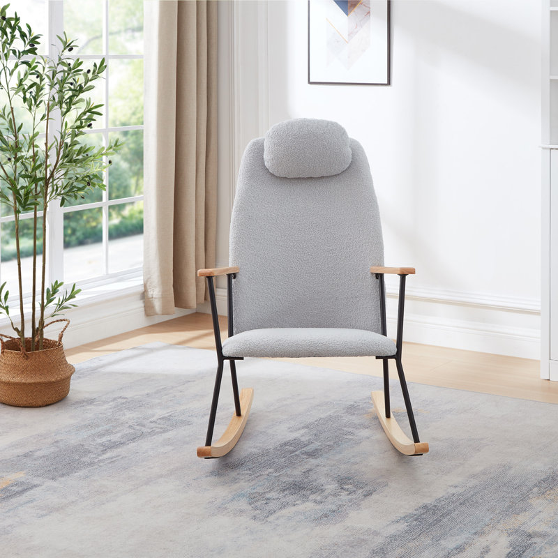 Chaise d'appoint moderne à bascule confortable pour chambre de bébé, chambre à coucher et salon, Gris clair