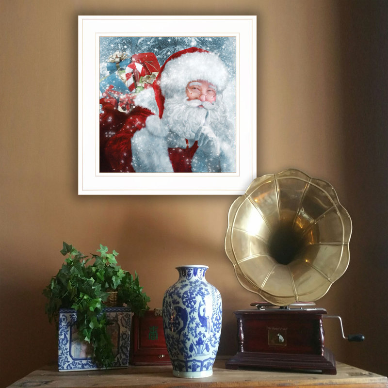«Santa with Presents», reproduction encadrée