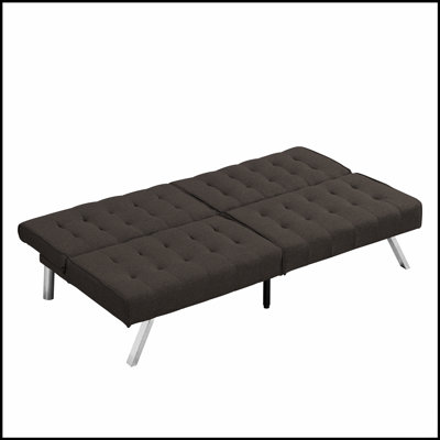 Futon canapé-lit polyvalent en bois et en acier inoxydable pour la détente et l’optimisation de l’espace, parfait pour les intérieurs modernes