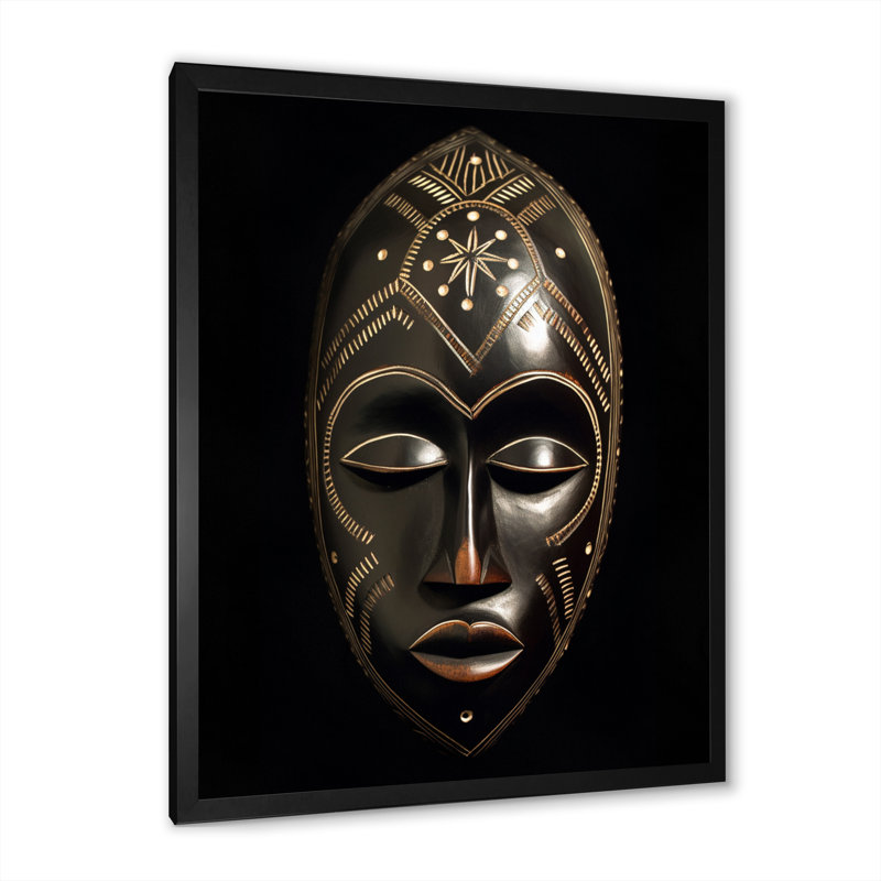 «Ethnical Traditional African Mask I», reproduction sur toile, H 40 po x l 30 po x P 1,5 po, Cadre photo noir