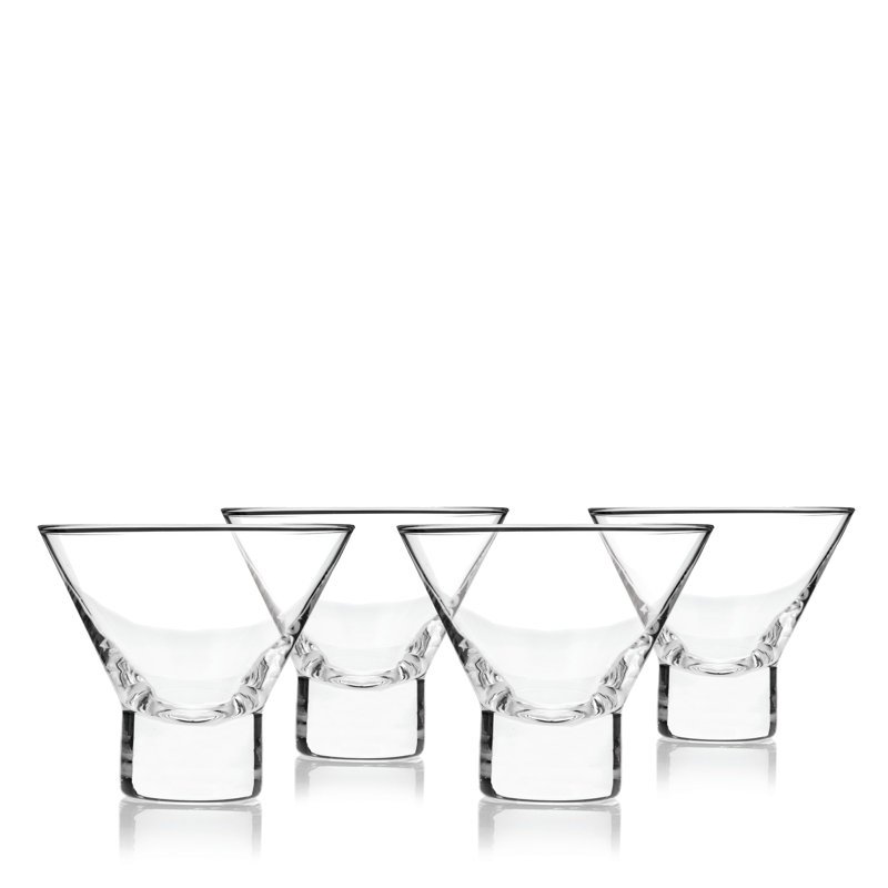 Viski Crystal Stemless Martini Glasses - Set of 4, 7.5 oz