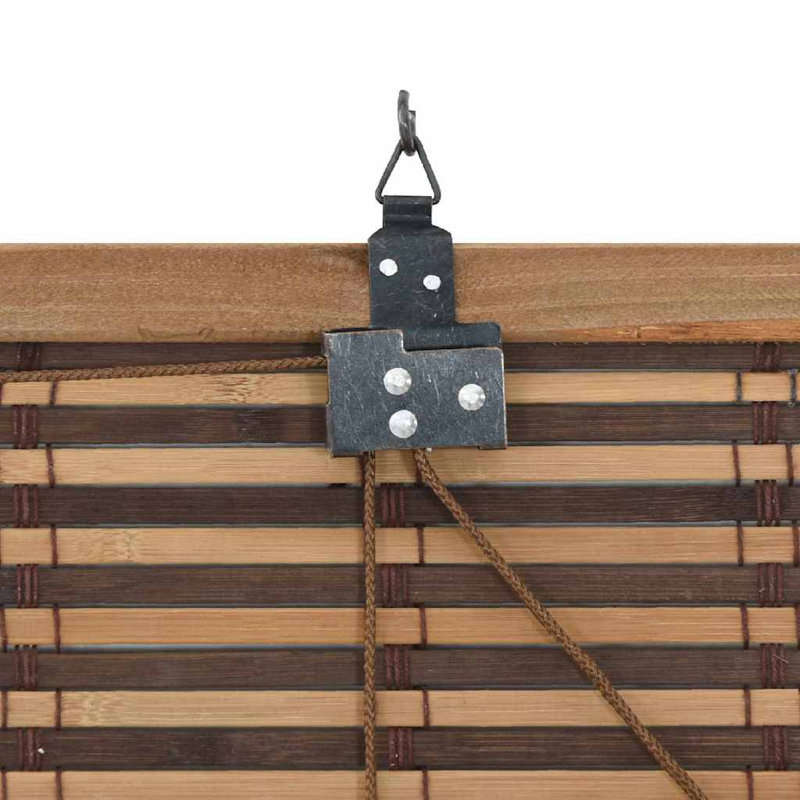 Vidaxl Window Blind With Curtains Manual Brown Bamboo, 220cm L x 80cm W