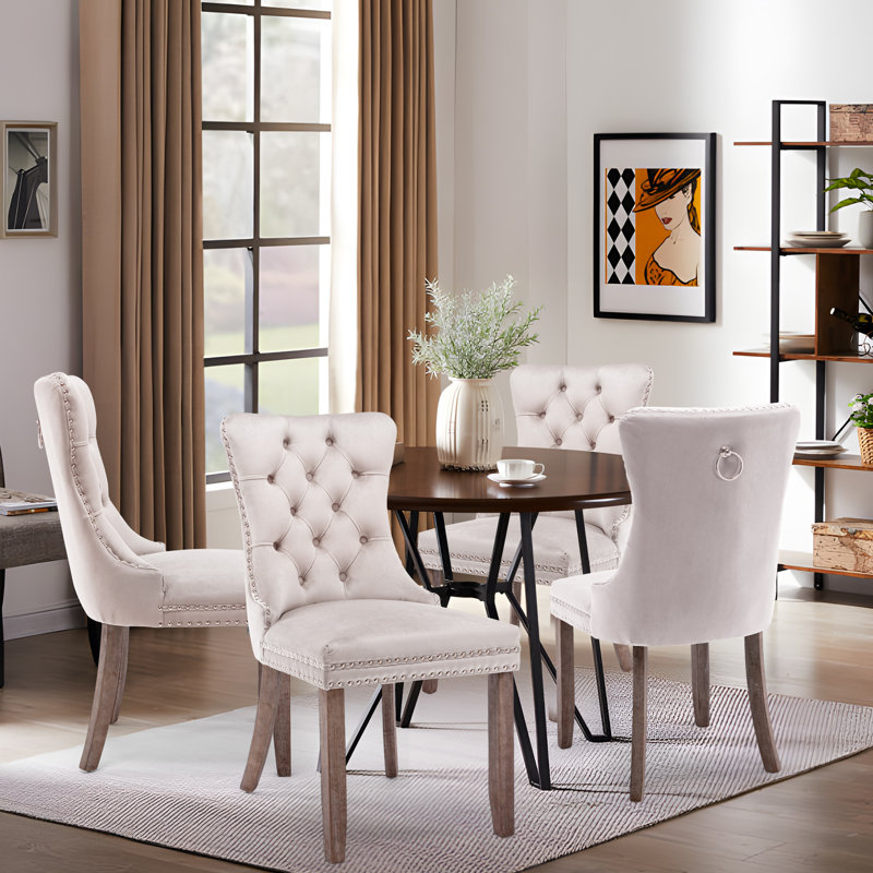 Chaise de salle à manger Kenta, Brun foncé, Beige