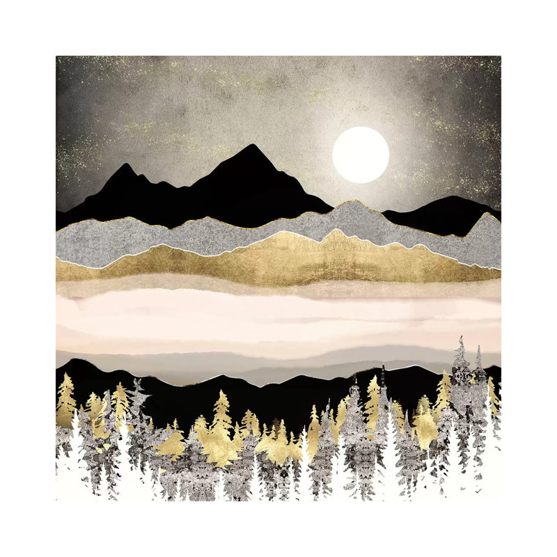 Lune d'hiver - imprimé, Toile tendue, H 18 po x l 18 po x 1,5 po