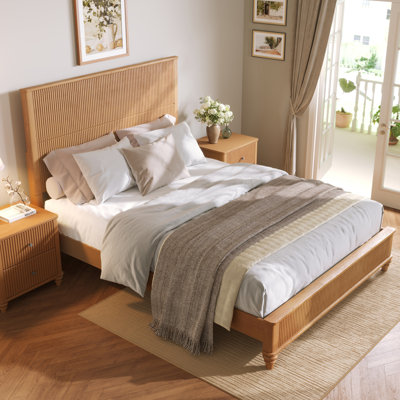 STYLISH AND ELEGANT BEDROOM SET: Our three piece solid wood bedroom set includes a queen size bed frame and two nightstands. The unique wavy fluted design of this bedroom set brings a one-of-a-kind, luxurious appeal to any bedroom.