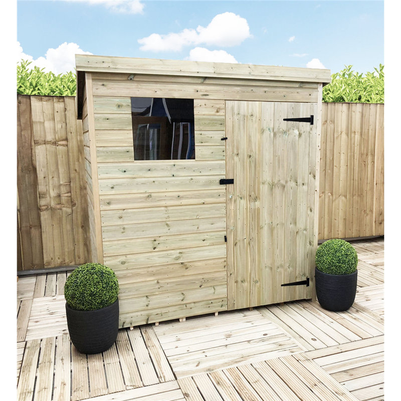 Canelo 6 x 6 Pressure Treated Pent Garden Shed with Single Door