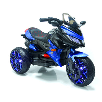 Motorcycle Ride-On Motorcycle 3-Wheels Battery Powered Motorbike  Rechargeable 12 V   Ride On Toy With PU Seat Training  Wheels/Manual Throttle/ Drive By Hand /Lighting  Wheels