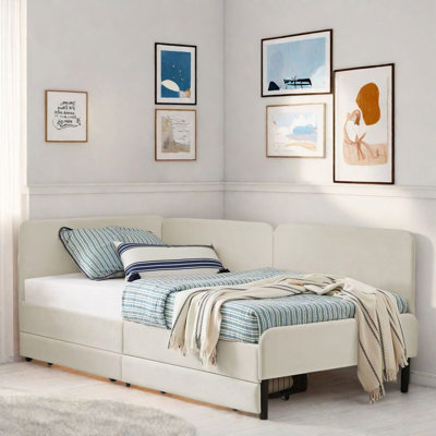 Upholstered Daybed With 2 Storage Drawers And Adjustable Side Rail by Latitude Run