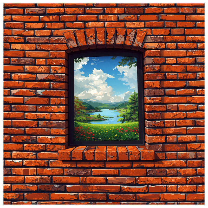 Window Brick Wall Double Sided Throw Pillows, 26 x 26 inches