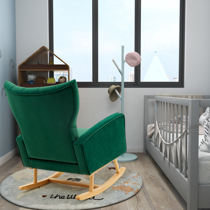 Chaise berçante Jahsun, Velours émeraude