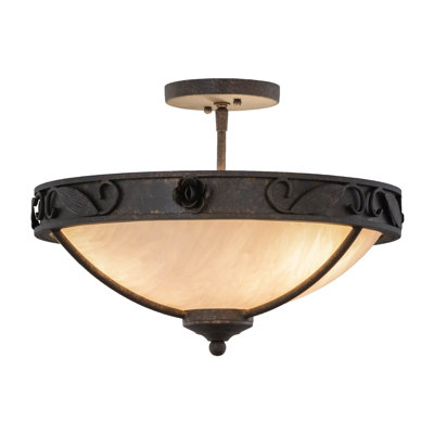 Plafonnier semi-encastré 17" simple bol 3 lumières
