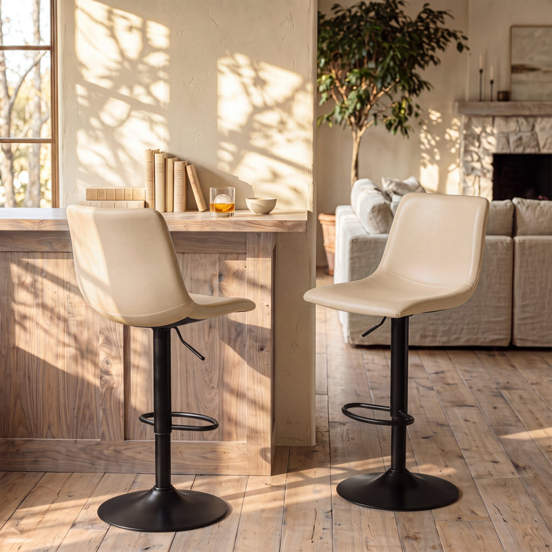 Ensemble de 2 tabourets de bar pivotants Halima Rockel, Beige, 2