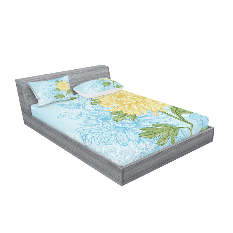 Ensemble de taie décorative à motif floral Ambesonne, jaune olive vert pâle
