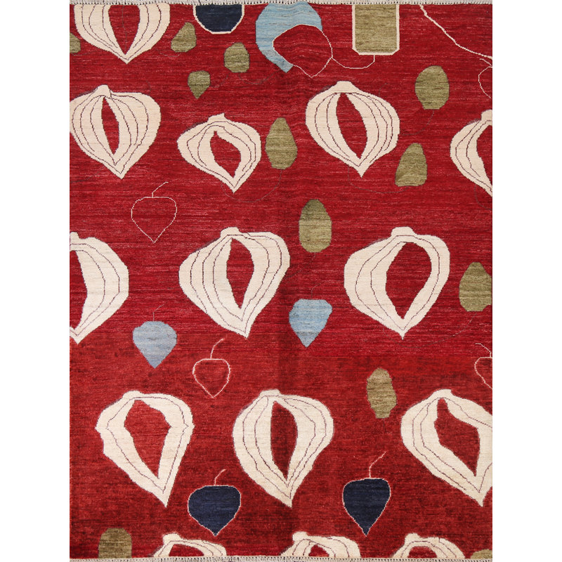 Tapis oriental moderne rouge Gabbeh 5 x 6