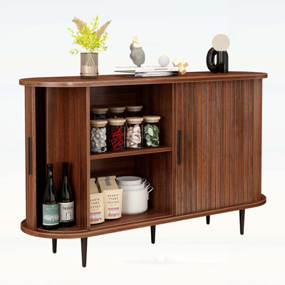 47''W x 29''H Buffet Sideboard with Storage, Fluted Accent Cabinet, Sliding Door, Credenza for Living and Dining Areas