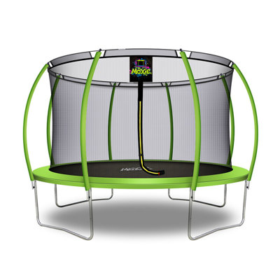 Moxie 12 FT Pumpkin-Shaped Outdoor Trampoline with Enclosure Set and with Safety Net, Mat, Pat