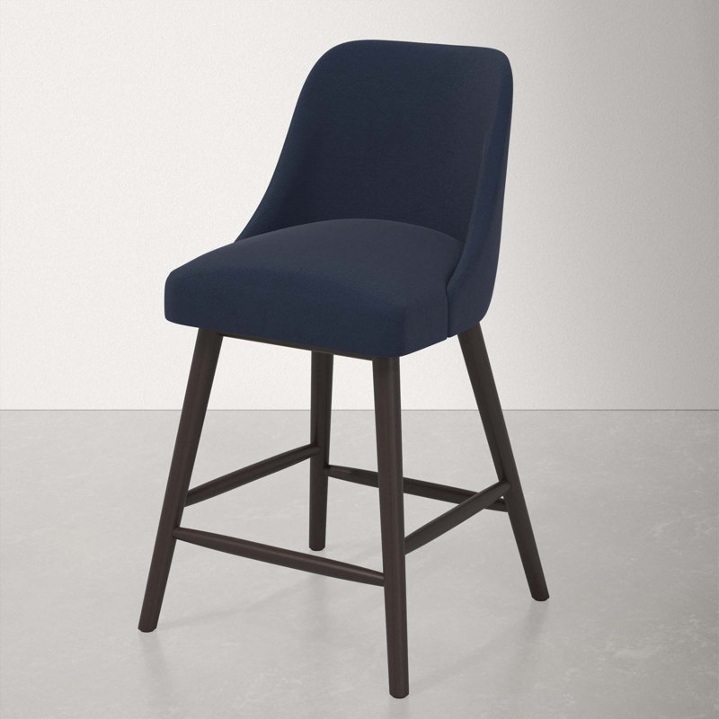 Gallie Upholstered Counter Stool, Espresso, Counter Stool (27” Seat Height), Classic Ink Performance Velvet