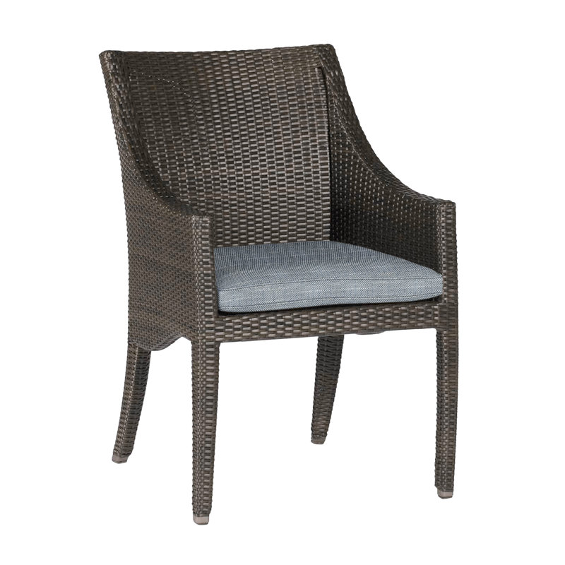 Fauteuil d'extérieur en résine tressée N-Dura Athena, Noyer noir, Welt, Velours indigo