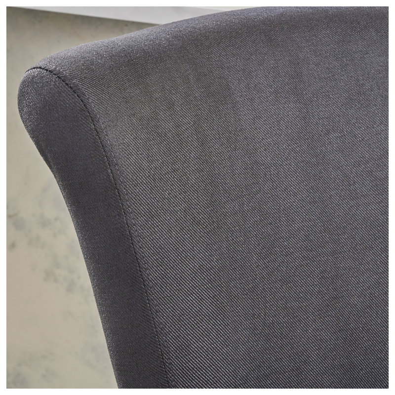 Tabouret de comptoir pivotant en tissu gris anthracite avec pieds en bouleau, siège d'une hauteur de 27,5 po
