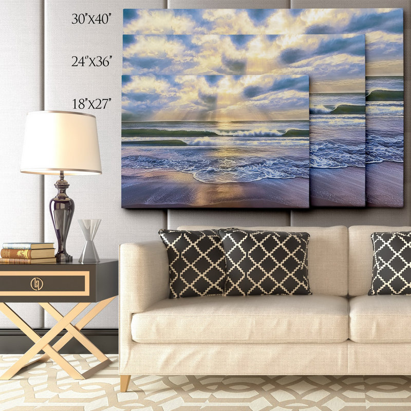 « calmeing sea » par mike calascibetta, reproduction de photo sur toile tendue encadrée, H 18 po x l 27 po x P 1,5 po