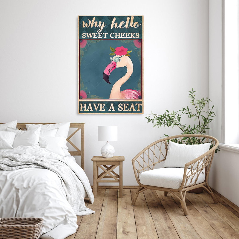 Kristofe Flamingo, pourquoi bonjour, douces joues sur toile, impression, H 20 po x l 16 po x P 1,25 po