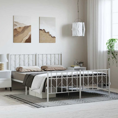 Istvan vidaXL Metal Bed Frame with Headboard, Under Bed Storage, Noise Free, No Mattress