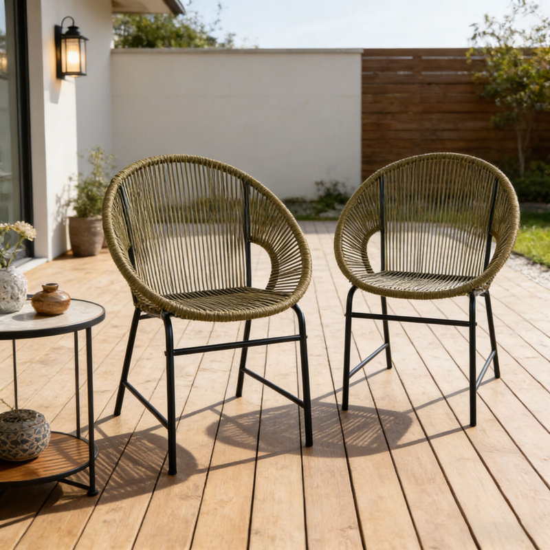Ensemble de chaises de patio en osier, Vert