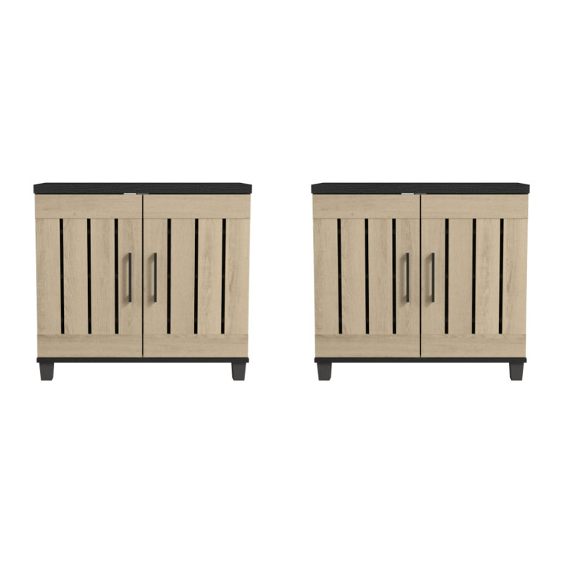 Banos Transitional 24 Pair Shoe Storage Set, Black Oak/Oslo Oak