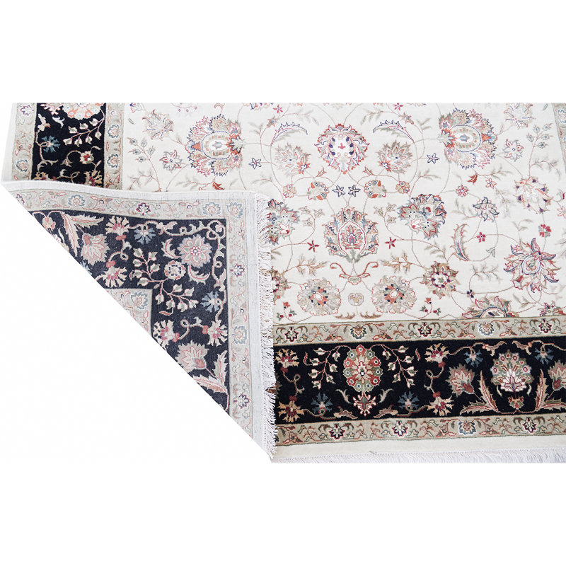 Hand Woven Wool Floral Area Rug, Rectangle 8' x 10'