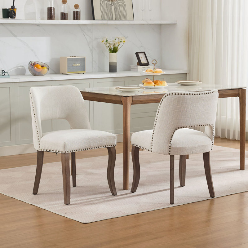 Ensemble de 2 chaises en bois, Beige