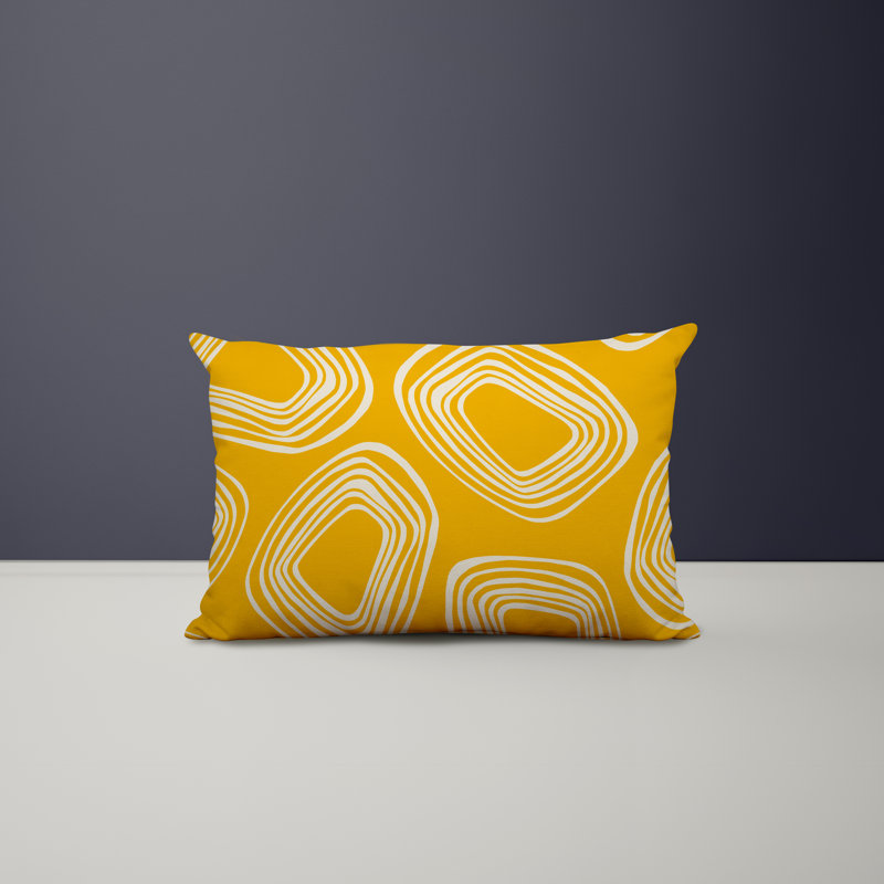 Housse et insert de coussin rectangulaire en polyester pour l'intérieur et l'extérieur, Jaune